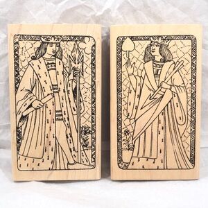 Set of 2 RUBBER STAMPS: PLAYING CARD KINGS - King of Clubs and King of Spades